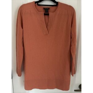 Sara Campbell Sweater Tunic 100% Cashmere V-Neck Preppy Old Money Coral Pink M